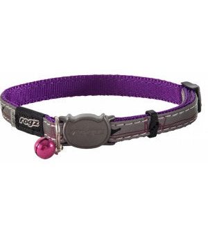 Rogz Nightcat Safeloc Collar Purple Budgies Small Fashion