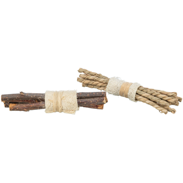 Trixie Seagrass & Wood Gnawing Sticks with Loofa 2pack Online Hot Sale