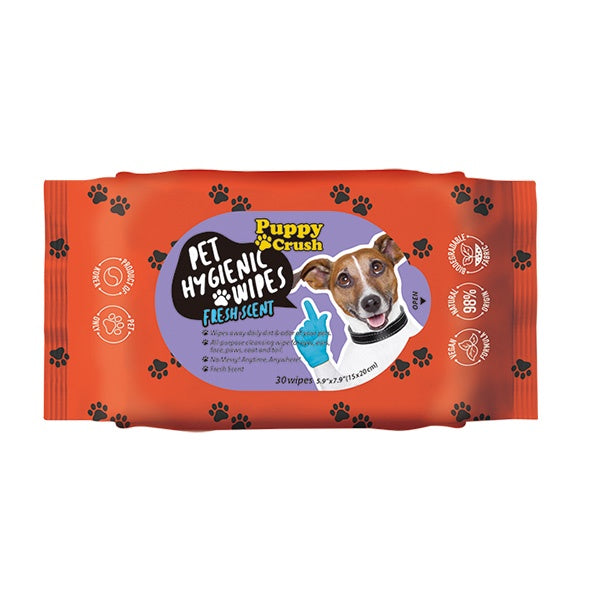 PuppyCrush Pet Hygienic Wipes 30pk -  Fresh Scent For Discount