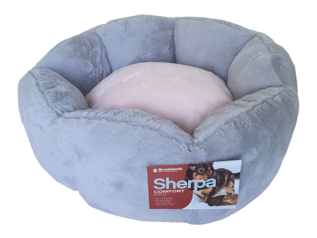 Brooklands Round Pet Bed Grey & Pink 53cm Discount