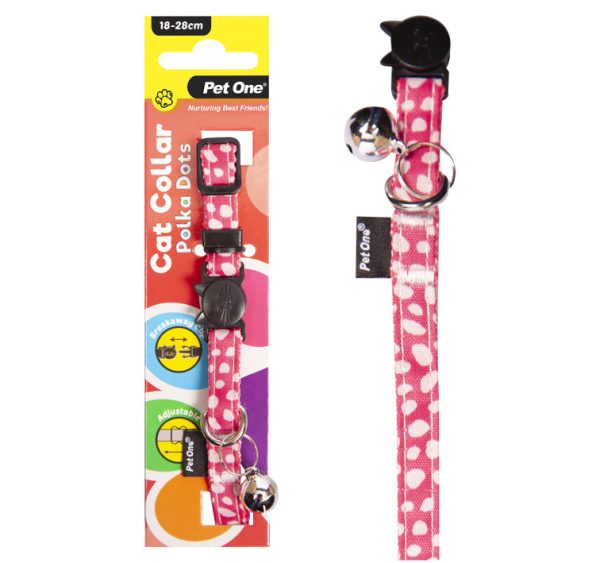 Pet One Cat Collar Polka Dots Pink Cheap