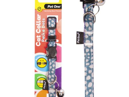 Pet One Cat Collar Polka Dots Light Blue For Sale