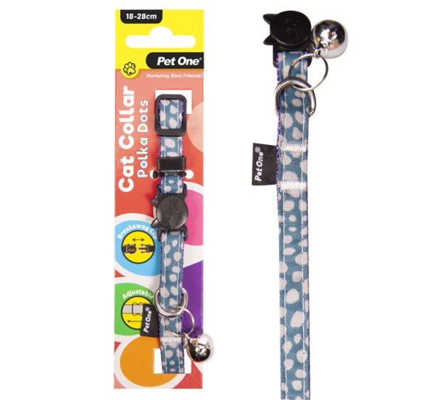 Pet One Cat Collar Polka Dots Light Blue For Sale